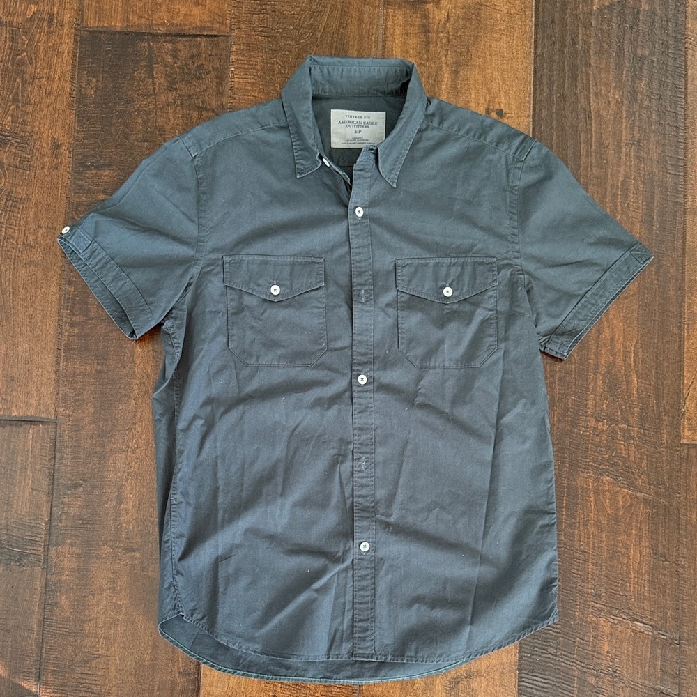 American Eagle Outfitters Charcoal Button-Down Shirt